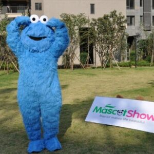 長い毛のクッキーモンスター　セサミストリートキャラクター着ぐる　クッキーの着ぐるみ