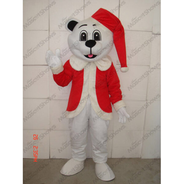 White Christmas Bear mascot costume Adult