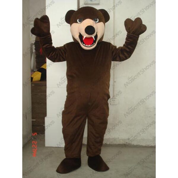 Strong brown bear mascot costume adult