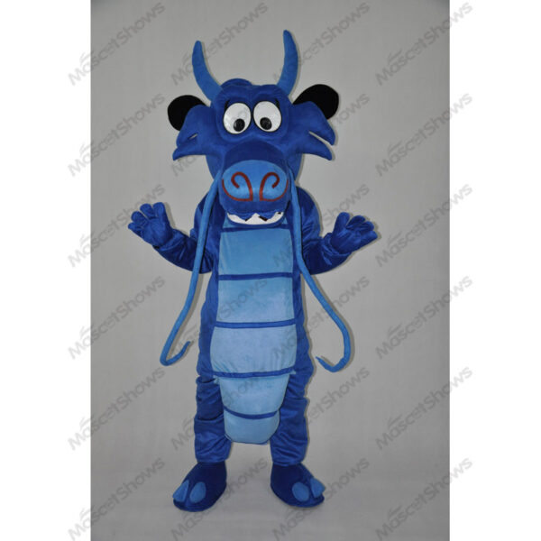 Blue Mushu Dragon Mascot Costume Adult Plush Cartoon Professional Holiday Birthday Party Halloween Christmas cosplay - Free Shipping