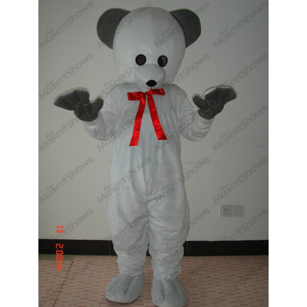 Gentleman white bear mascot costume